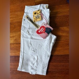 Hybrid & Company white distressed stretch jeans size 3 (26)